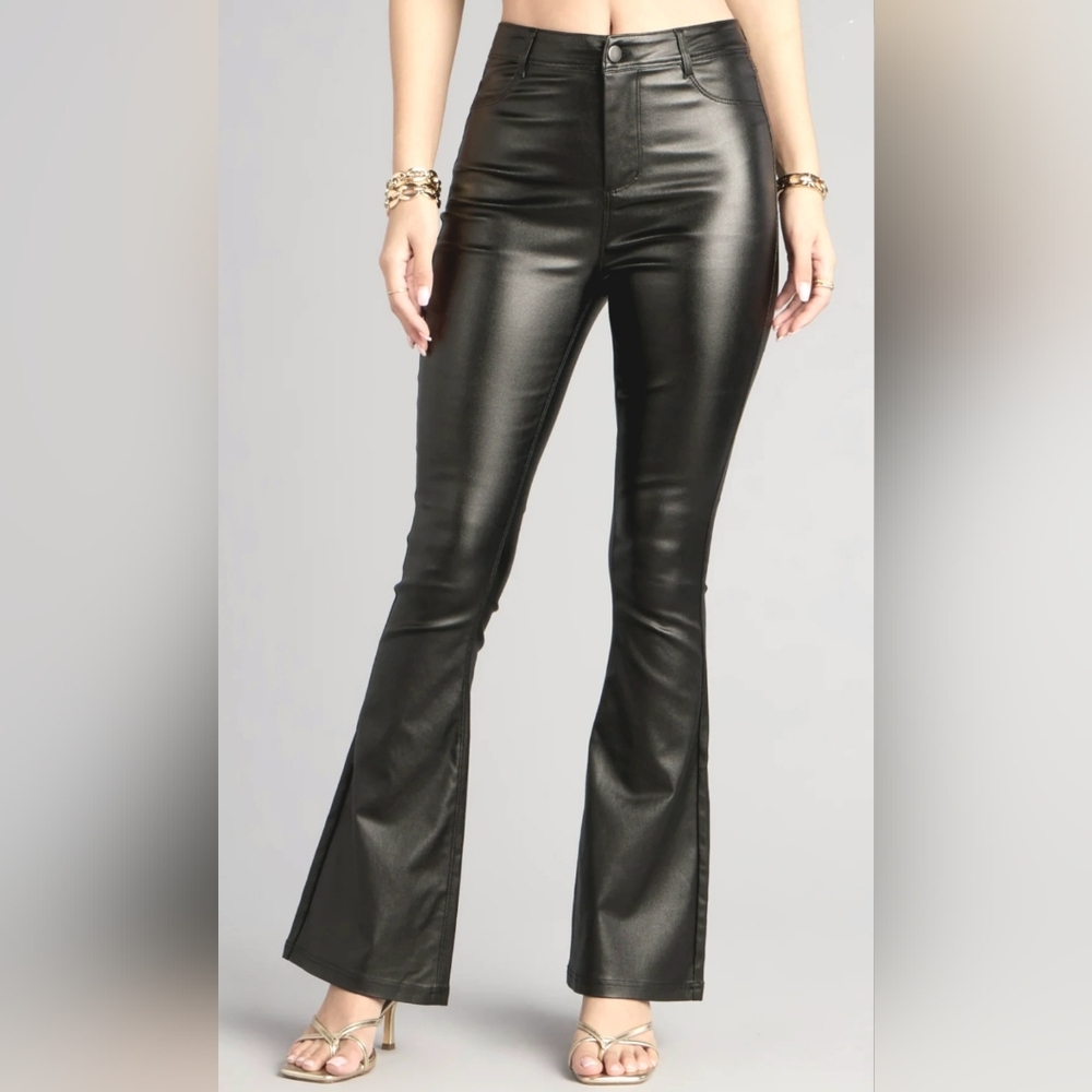 Windsor Sleek Business High-Rise Faux Leather Flare Pants Size S NWT